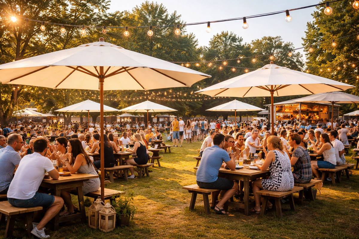 Sonnenschirme auf einem Event.